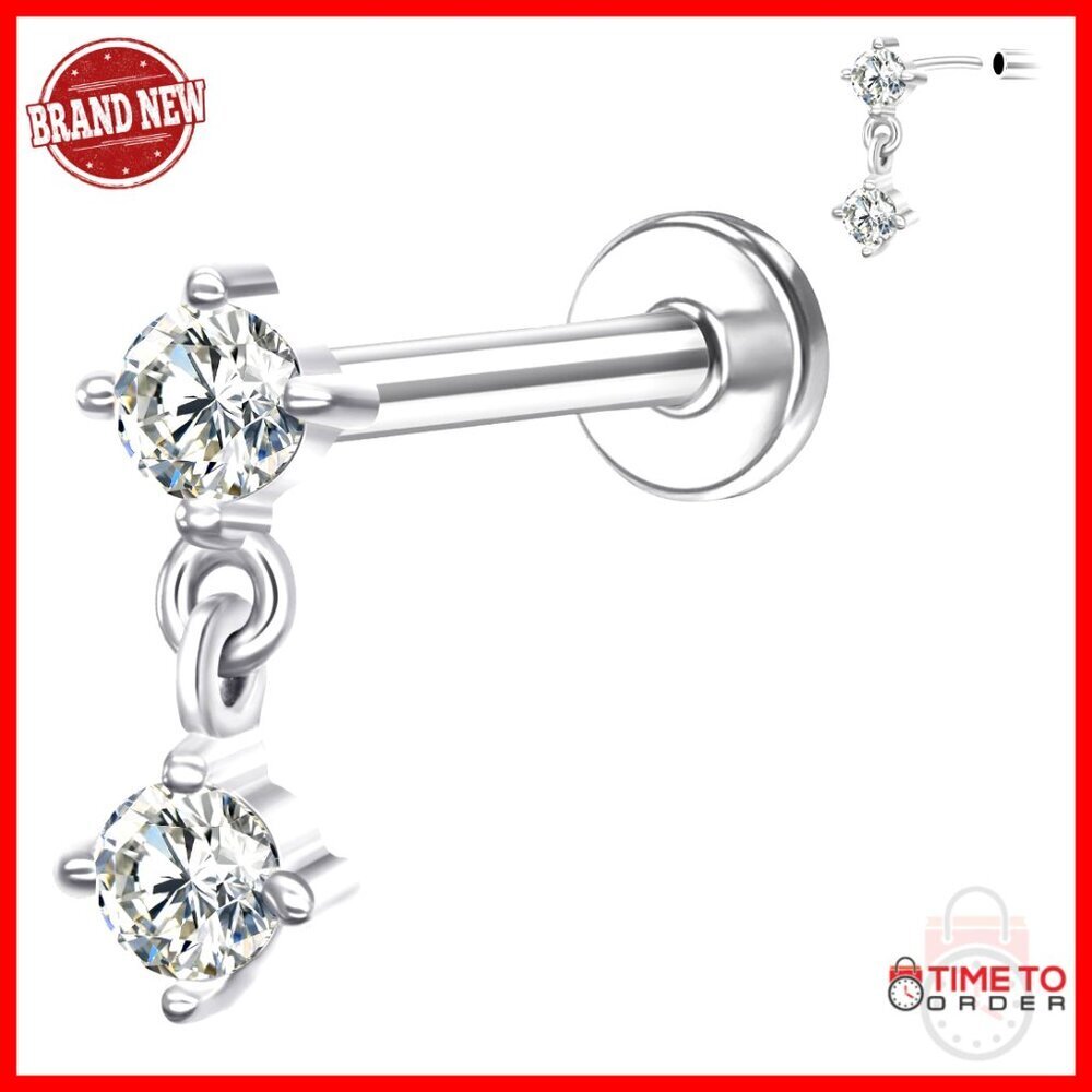 14K Gold Cartilage Stud 16G Threadless Flat Back Piercing Jewelry